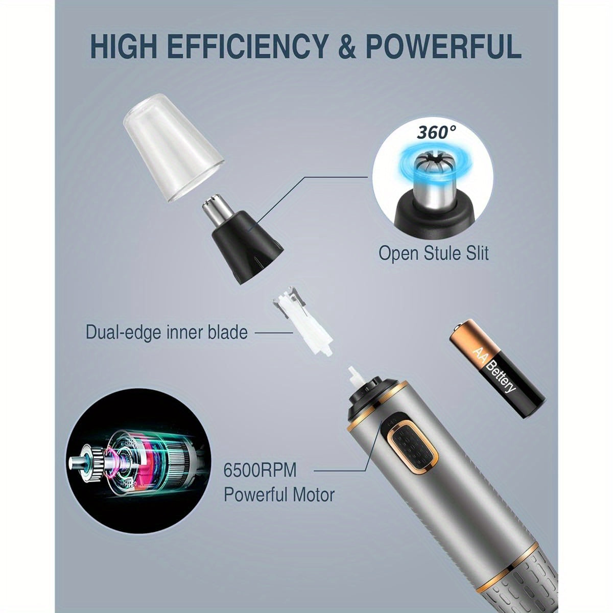 Areyzin 2-In-1 Nose And Ear Hair Trimmer - Professional, Painless, Suitable for Wet And Dry Use with Stainless Steel Blades