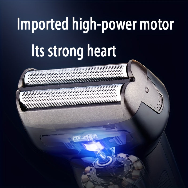 1pc Professional Multi-Function Electric Razor for Men, USB Rechargeable, Dual Blade, Stainless Steel, Nose Hair Trimmer, Precision Head, Gentle Shave, Long-Lasting 30-45min, 1 Speed, No Water Wash, 1200mAh Nickel Battery