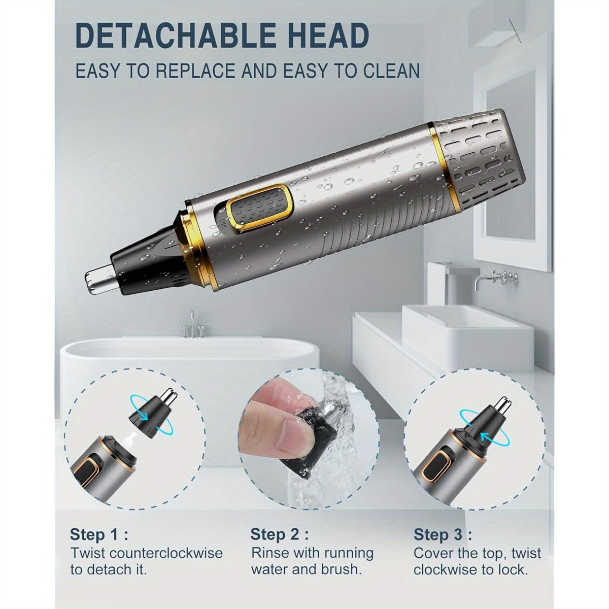 Areyzin 2-In-1 Nose And Ear Hair Trimmer - Professional, Painless, Suitable for Wet And Dry Use with Stainless Steel Blades