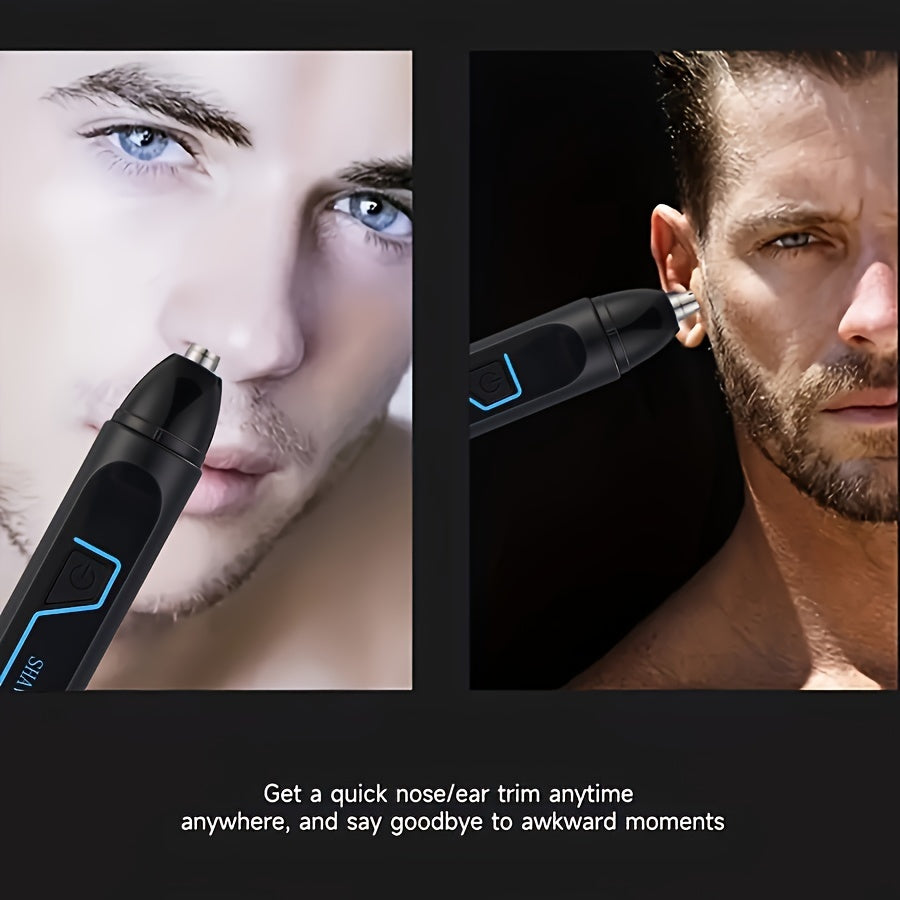 3-in-1 Ultimate Men's Grooming Kit: Electric Nose Hair Trimmer, Ear Hair Clipper, and Eyebrow Shaper with Rechargeable 150mAh Lithium Battery, USB-C Charging, and Cleaning Brush