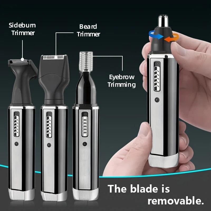 4-in-1 Men'S Grooming Kit: USB Rechargeable Electric Shaver, Nose & Ear Hair Trimmer, Beard and Eyebrow Razor, Portable Body Hair Trimmer, Men'S Personal Care Tools Set - The Best Easter&Father'S Day Gif
