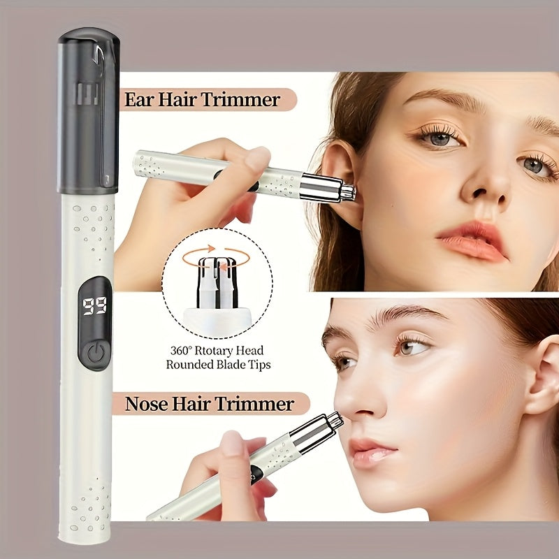 2pcs-Professional Ear and Nose Hair Trimmer, Portable Electric Nose Hair Trimmer, Neutral Design, Stainless Steel Blade, No Hair Removal, No Pain, Fashionable and Simple, USB Charging, Suitable for Trimming Nose Hair, Eyebrow and Ear Hair