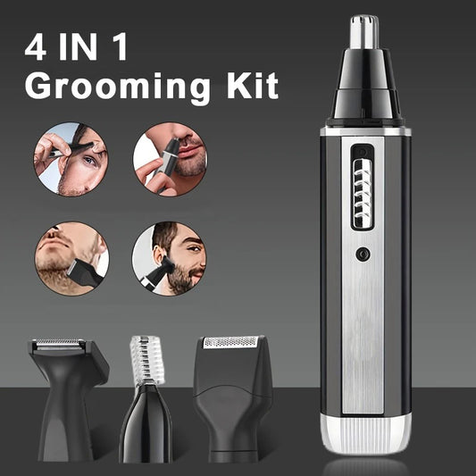 4-in-1 Men'S Grooming Kit: USB Rechargeable Electric Shaver, Nose & Ear Hair Trimmer, Beard and Eyebrow Razor, Portable Body Hair Trimmer, Men'S Personal Care Tools Set - The Best Easter&Father'S Day Gif