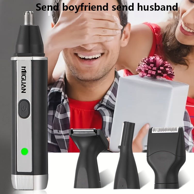 4-in-1 Professional Grooming Kit, USB Rechargeable Nose & Ear Hair Trimmer, Beard and Eyebrow Razor, Men'S Personal Care Tools