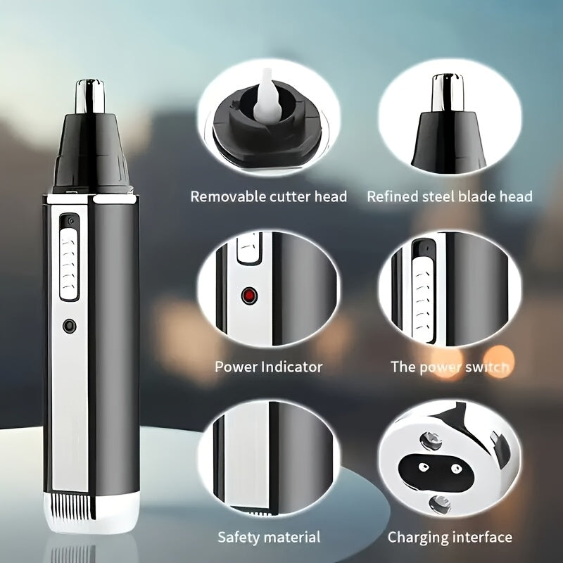 4-in-1 Multi-Functional Grooming Kit - Rechargeable Trimmer for Nose, Ear, Eyebrow, and Mustache, with Eyebrow Shaper, Mustache Styler, Personal Electric Shaver, USB Charging, Durable, Easy Clean, Perfect Gift for Men on Father's Day