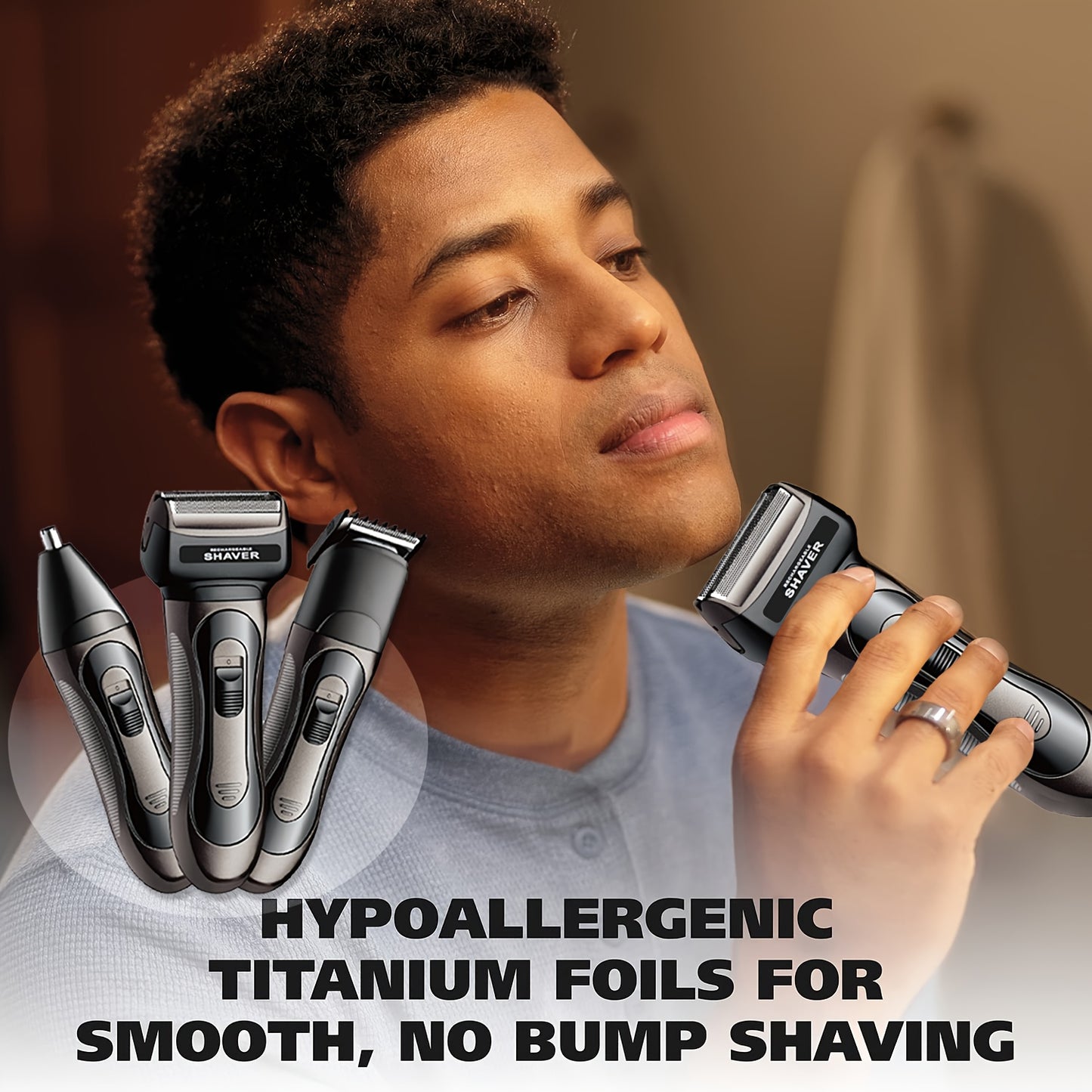 1pc Professional Multi-Function Electric Razor for Men, USB Rechargeable, Dual Blade, Stainless Steel, Nose Hair Trimmer, Precision Head, Gentle Shave, Long-Lasting 30-45min, 1 Speed, No Water Wash, 1200mAh Nickel Battery