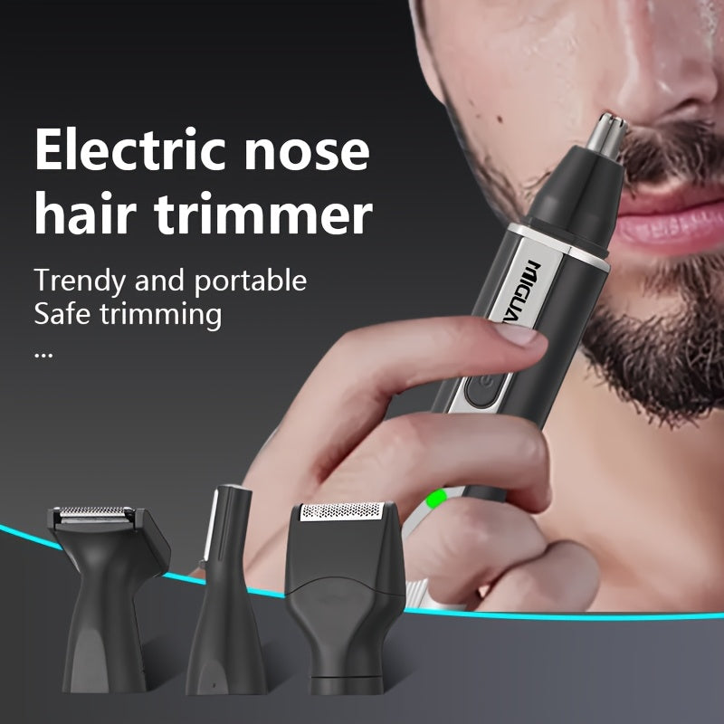 4-in-1 Professional Grooming Kit, USB Rechargeable Nose & Ear Hair Trimmer, Beard and Eyebrow Razor, Men'S Personal Care Tools