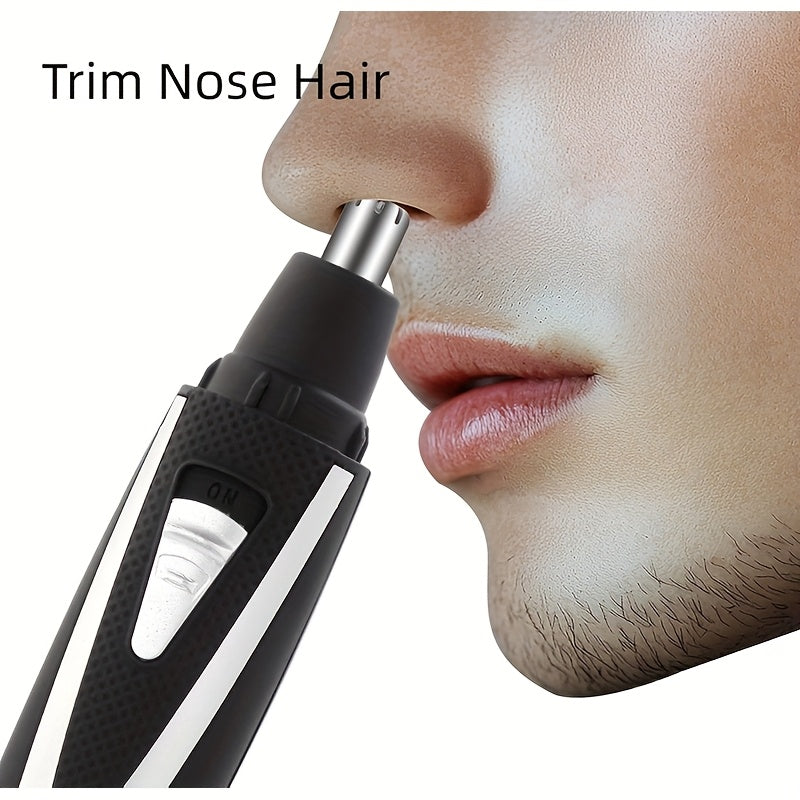 EOEVIR Electric Nose Hair Trimmer - USB Rechargeable, Portable & Detachable Blade, Compact Design for Easy Cleaning, Ergonomic Handle, Black & White, Personal Care Grooming Tool, Sleek Grooming Tool, Durable Plastic Body