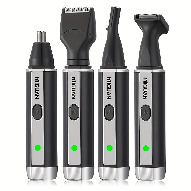 4-in-1 Professional Grooming Kit, USB Rechargeable Nose & Ear Hair Trimmer, Beard and Eyebrow Razor, Men'S Personal Care Tools