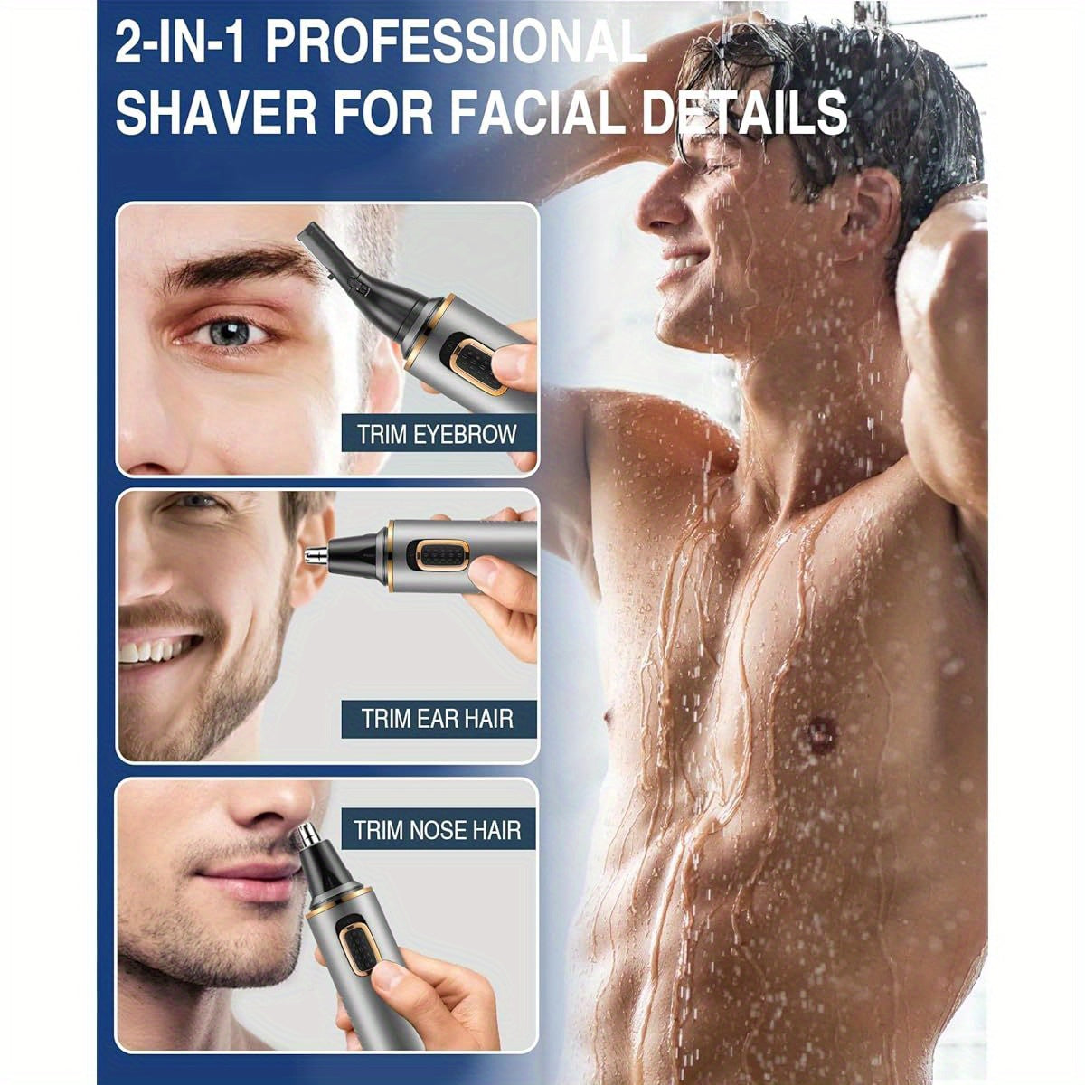 Areyzin 2-In-1 Nose And Ear Hair Trimmer - Professional, Painless, Suitable for Wet And Dry Use with Stainless Steel Blades
