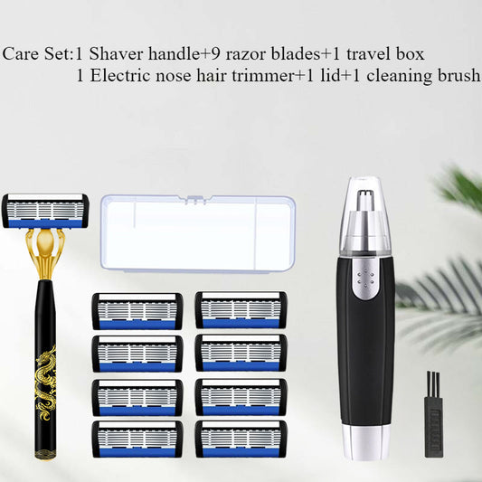2--1 Electric Nose & Ear Hair Trimmer for Men & Women - Battery-Powered Detachable Portable Design with Golden Accent Blades, Multi-Purpose Facial Hair Trimmer for Eyebrows & Face Hair, Includes Storage Case