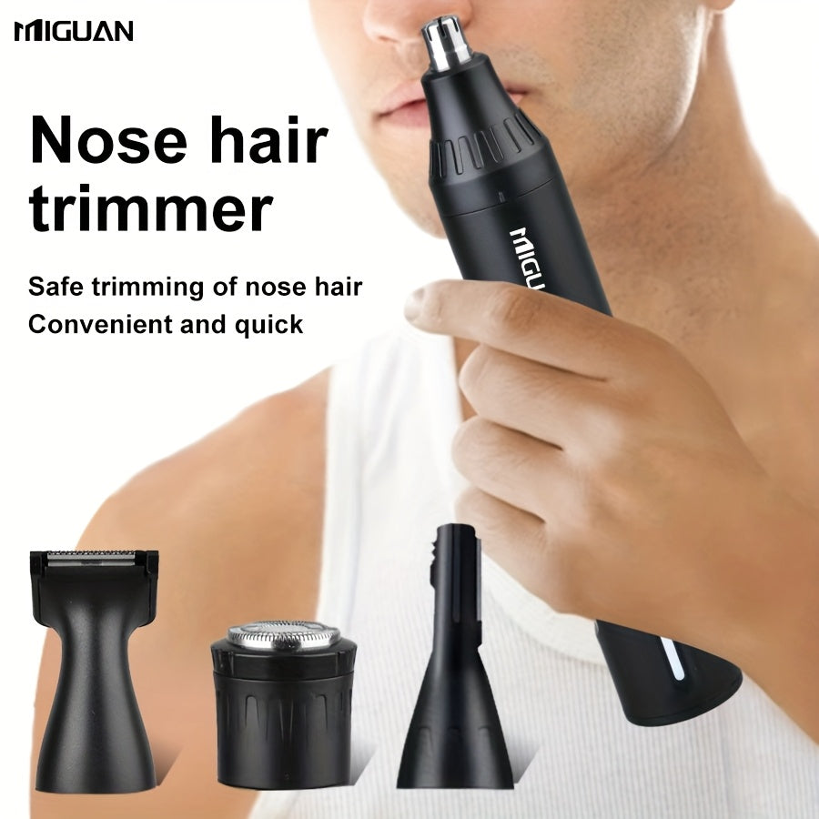 4-in-1 Professional Hair Clipper Kit USB Rechargeable Nose Ear Hair Trimmer, Beard Eyebrow Razor, Men's Grooming Tool, Black, 500mAh Battery, Personal Care Essential |Sleek Black Design Durable Construction, Haircut Must-Have Set