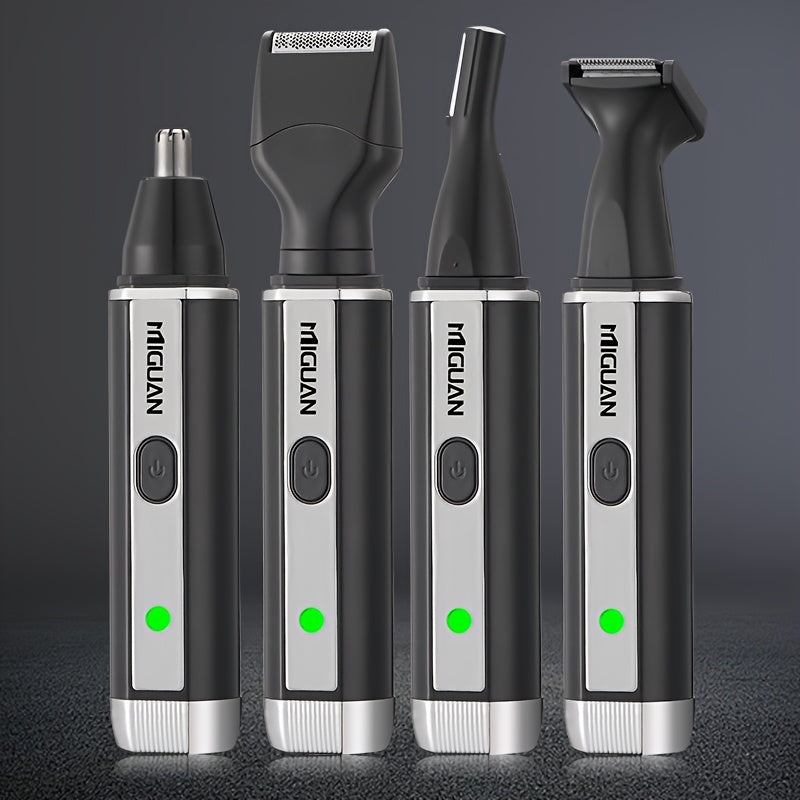 4-in-1 Professional Grooming Kit, USB Rechargeable Nose & Ear Hair Trimmer, Beard and Eyebrow Razor, Men'S Personal Care Tools