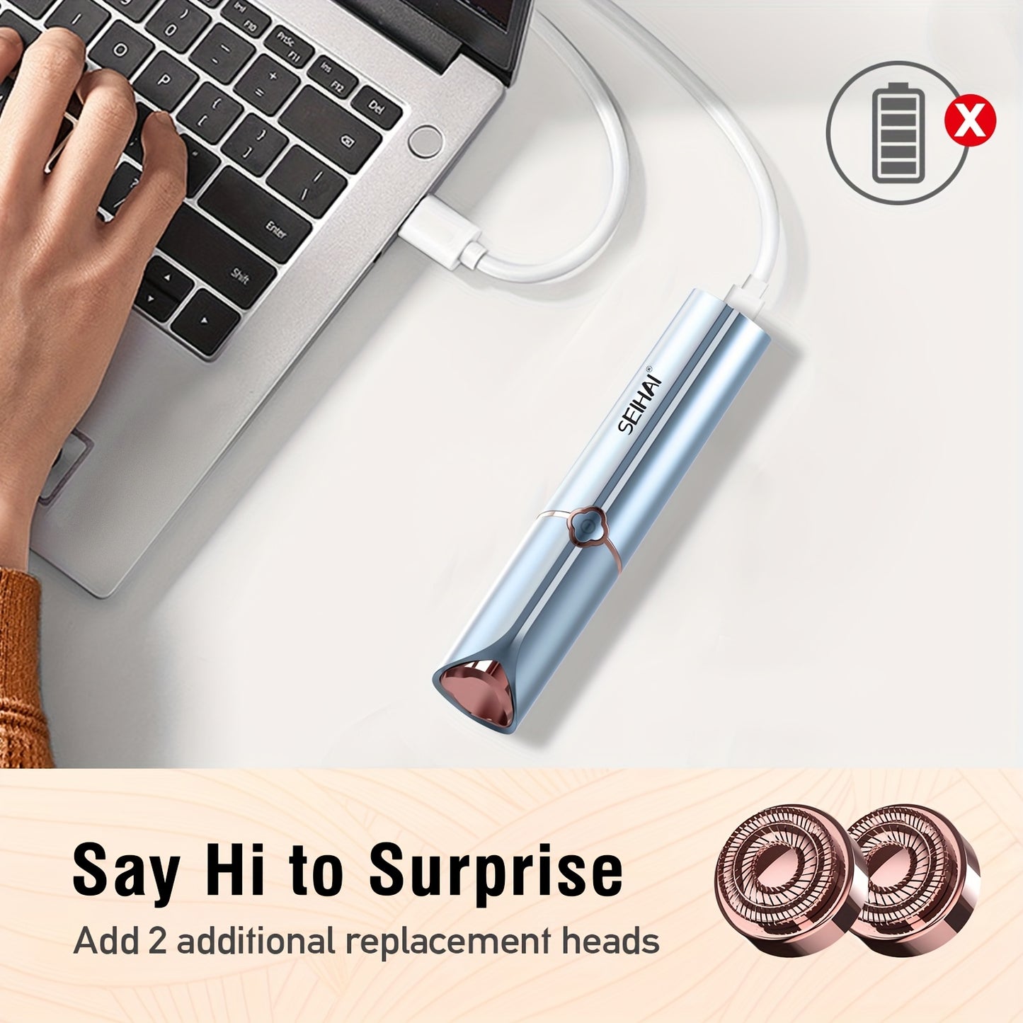 Facial Hair Removal for Women, Hair Removal Device (2025), SEIHAI Rechargeable Hair Remover for Women, Facial Hair Remover for Face, Upper Lip, Chin, Included 2 X Replacement Heads