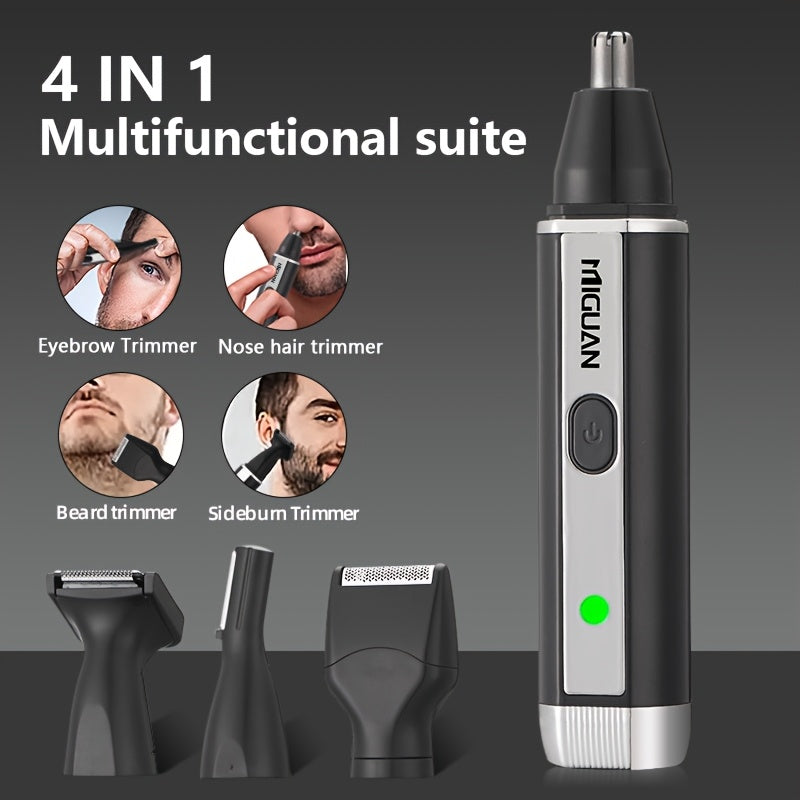 4-in-1 Professional Grooming Kit, USB Rechargeable Nose & Ear Hair Trimmer, Beard and Eyebrow Razor, Men'S Personal Care Tools
