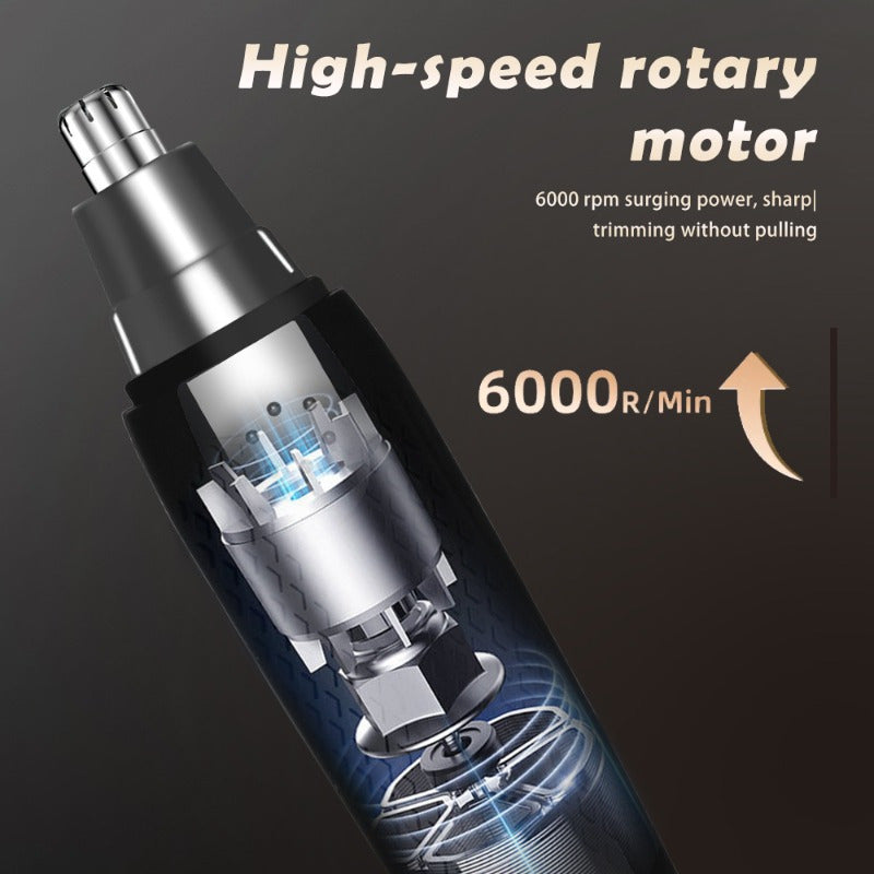 2--1 Electric Nose & Ear Hair Trimmer for Men & Women - Battery-Powered Detachable Portable Design with Golden Accent Blades, Multi-Purpose Facial Hair Trimmer for Eyebrows & Face Hair, Includes Storage Case