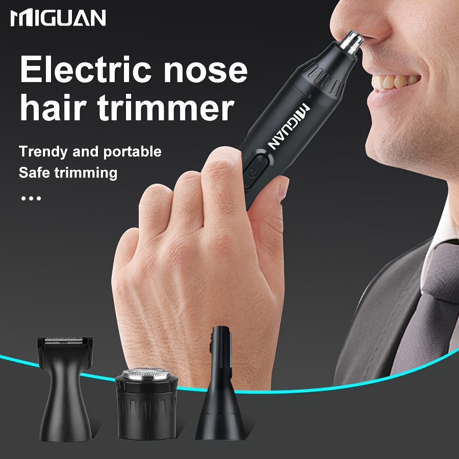 4-in-1 Professional Hair Clipper Kit USB Rechargeable Nose Ear Hair Trimmer, Beard Eyebrow Razor, Men's Grooming Tool, Black, 500mAh Battery, Personal Care Essential |Sleek Black Design Durable Construction, Haircut Must-Have Set