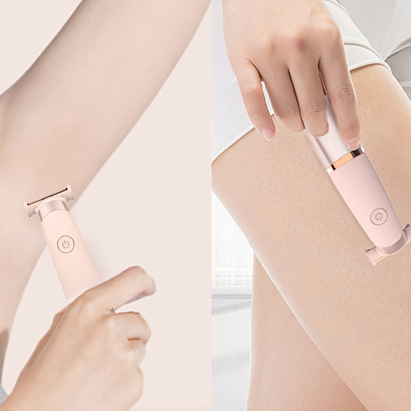 Conduroma Portable Cordless Rechargeable Electric Razor for Women - Pink & White Bikini Trimmer with Adjustable Settings, USB Charging, 300mAh Lithium Battery, Ideal for Legs, Underarms, and Body Hair Removal