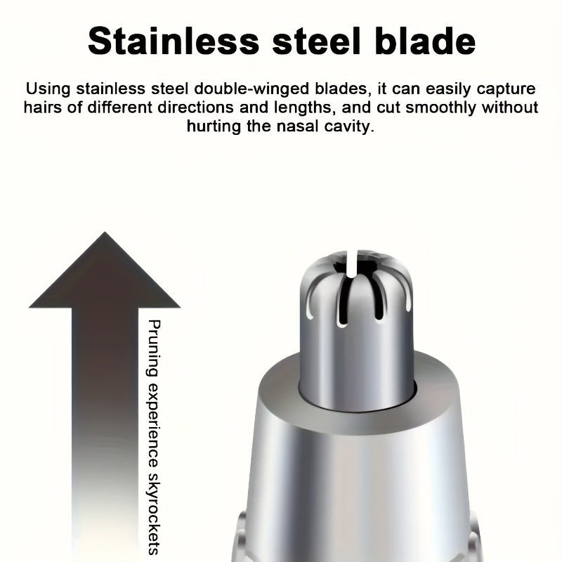2--1 Electric Nose & Ear Hair Trimmer for Men & Women - Battery-Powered Detachable Portable Design with Golden Accent Blades, Multi-Purpose Facial Hair Trimmer for Eyebrows & Face Hair, Includes Storage Case