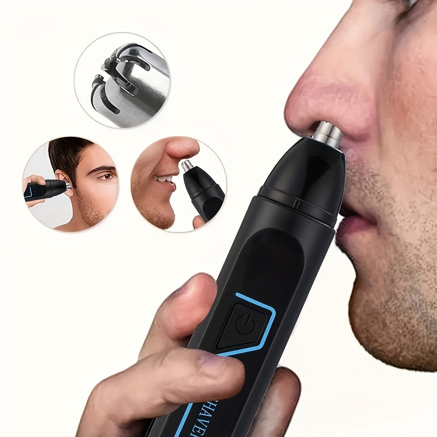 3-in-1 Ultimate Men's Grooming Kit: Electric Nose Hair Trimmer, Ear Hair Clipper, and Eyebrow Shaper with Rechargeable 150mAh Lithium Battery, USB-C Charging, and Cleaning Brush