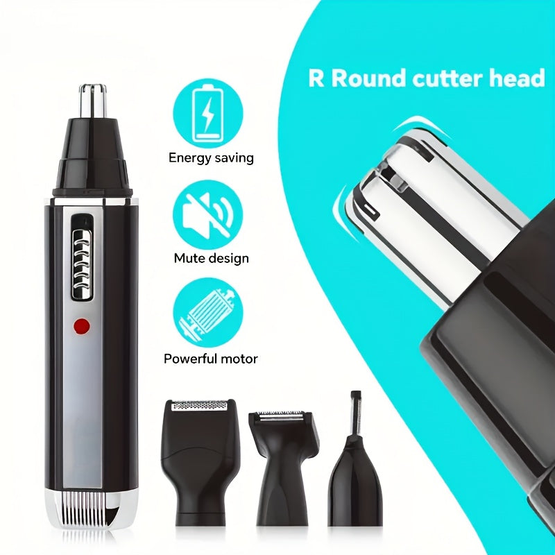 4-in-1 Multi-Functional Grooming Kit - Rechargeable Trimmer for Nose, Ear, Eyebrow, and Mustache, with Eyebrow Shaper, Mustache Styler, Personal Electric Shaver, USB Charging, Durable, Easy Clean, Perfect Gift for Men on Father's Day