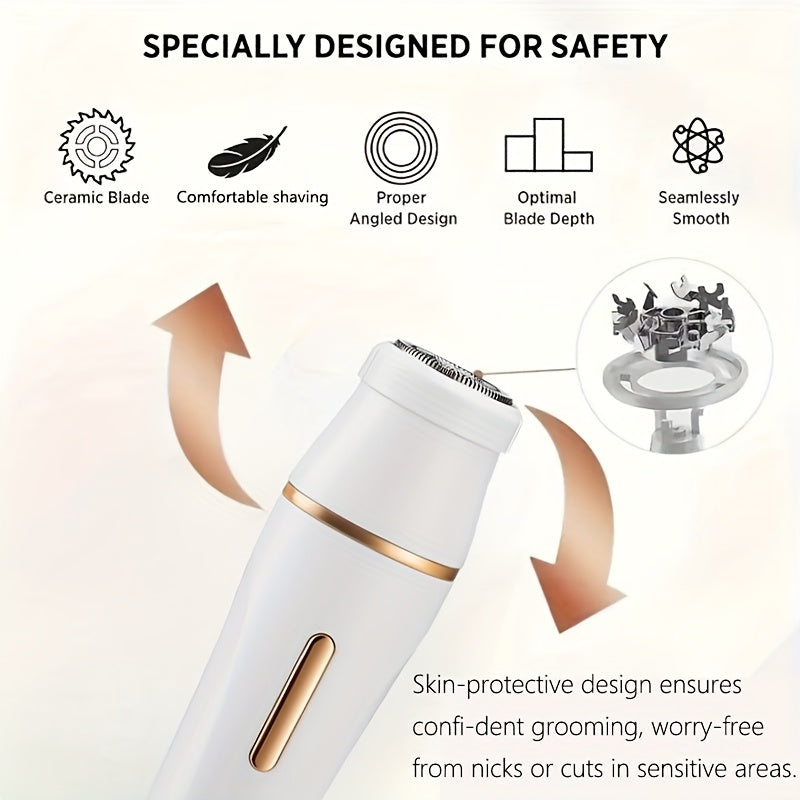 Electric Multi-Function Trimmer with Eyebrow Razor, Nose Hair Trimmer, and Shaver - Unisex Rechargeable Body Grooming Kit for Women & Men, Bikini Line Trimmer Set, Portable Gift for Ladies, Dad, Father