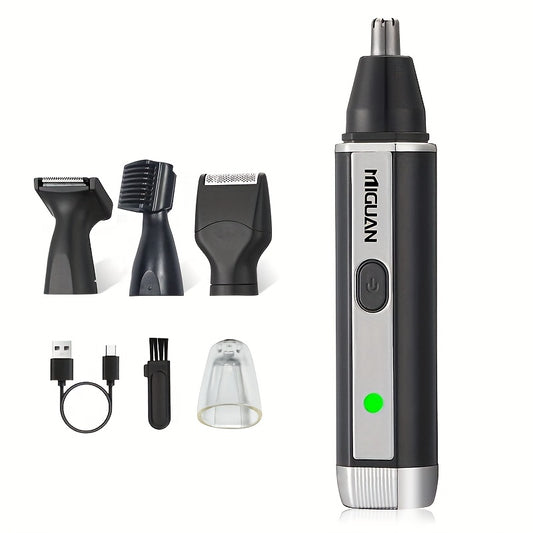 4-in-1 Professional Grooming Kit, USB Rechargeable Nose & Ear Hair Trimmer, Beard and Eyebrow Razor, Men'S Personal Care Tools