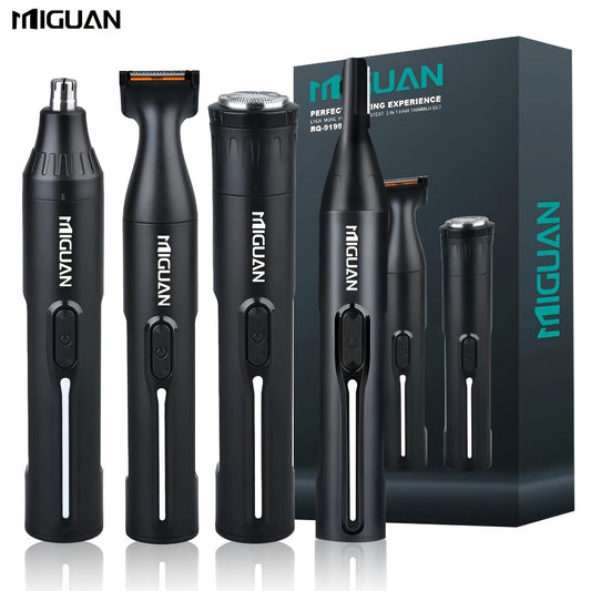 4-in-1 Professional Hair Clipper Kit USB Rechargeable Nose Ear Hair Trimmer, Beard Eyebrow Razor, Men's Grooming Tool, Black, 500mAh Battery, Personal Care Essential |Sleek Black Design Durable Construction, Haircut Must-Have Set
